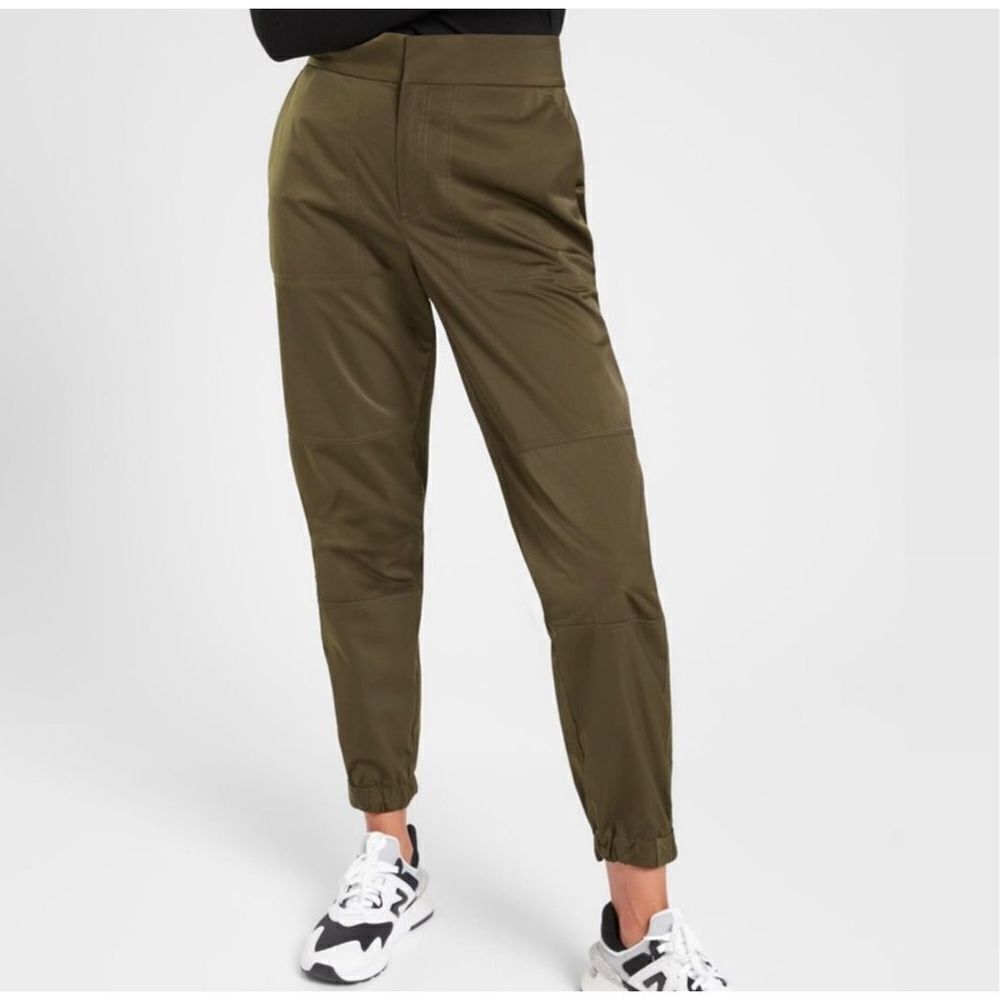 Athleta Women's Olive Green Zip Ankle Tapered Leg Radiant Jogger Pants Size 4